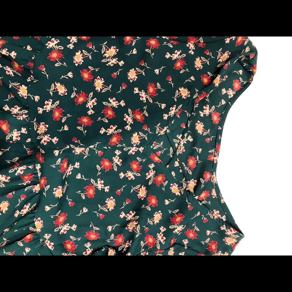 Flared-waist Floral Print Top